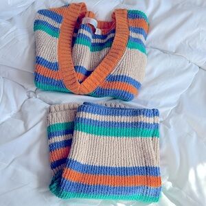 FREE PEOPLE Beach Striped Knit Vest Skirt Set
